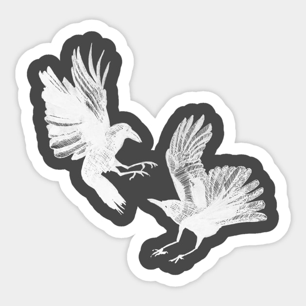 Ravens in white Sticker by divafern